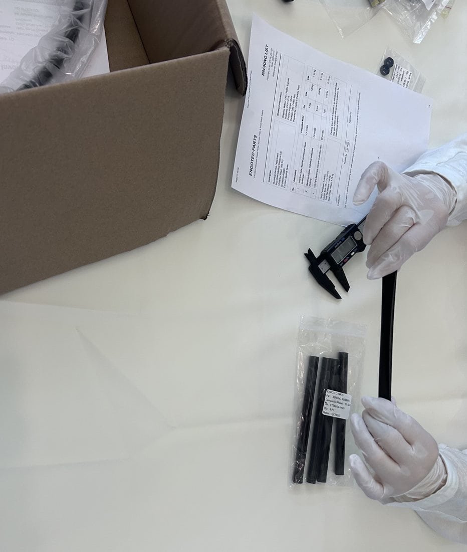 Dimensional check of bending rubber